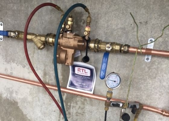 Backflow Device Testing in progress by RTL Plumber Backflow Device Testing in progress by RTL Plumber