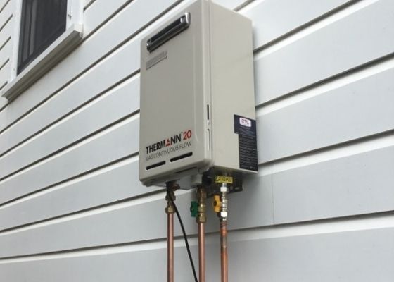 Thermann Gas Hot Water Unit Installed Thermann Gas Hot Water Unit Installed on the side of a Queenslander Home